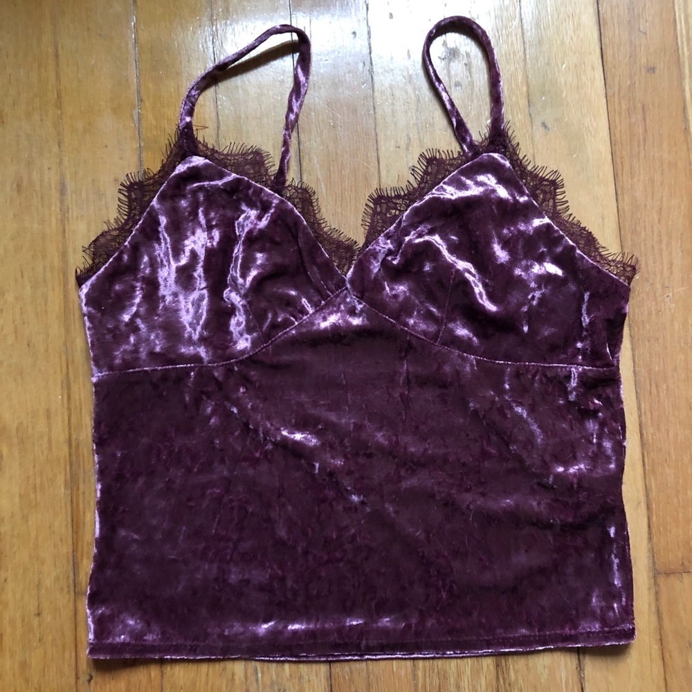 Purple velvet crop top